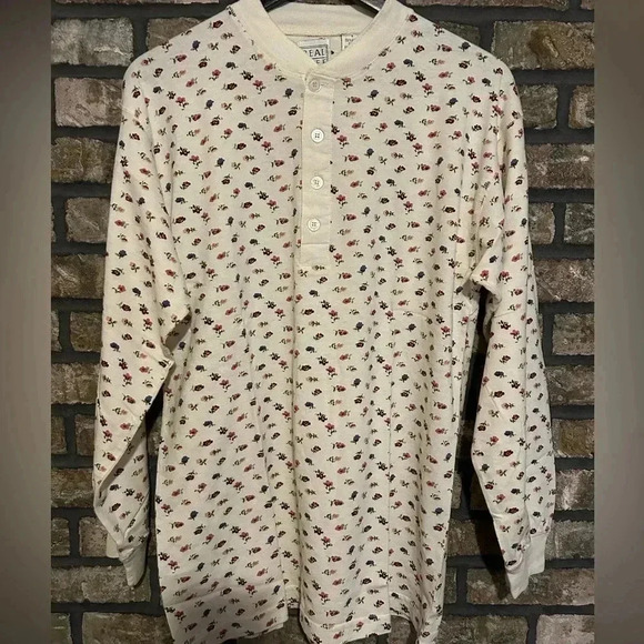 Vintage Tops - Vintage 90s Floral Henley Tee S Y2K Soft Grunge Coquette Long Sleeve